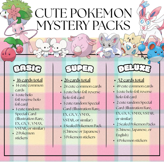 Cute Pokemon Mystery Packs ✦ (Choose Basic, Super, or Deluxe Tier)