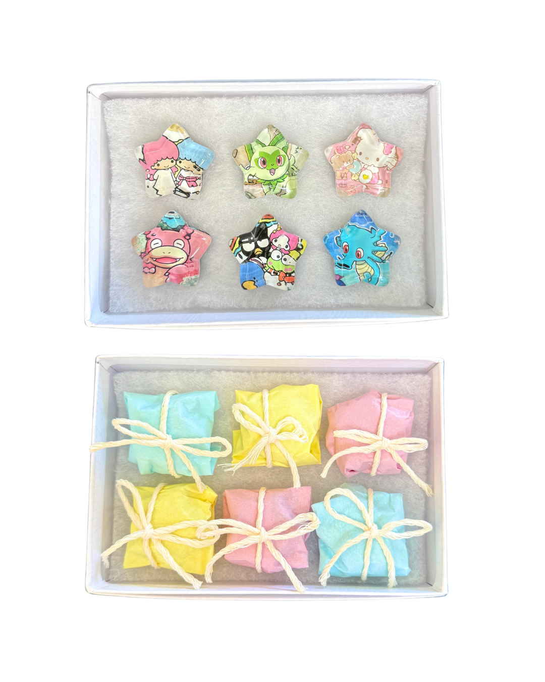 set of handmade pokemon  & sanrio mini fridge magnet stars ☆